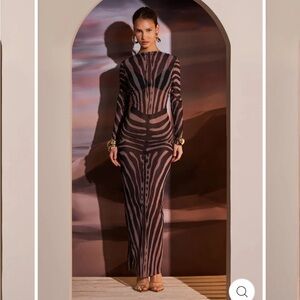 Murci MESH MAXI DRESS IN CURVEILLUSION ZEBRA